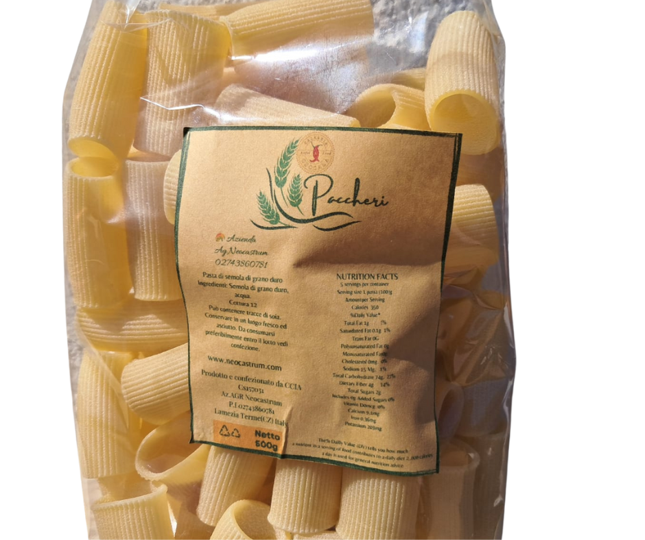 Pasta trafilata al bronzo Paccheri gr 500
